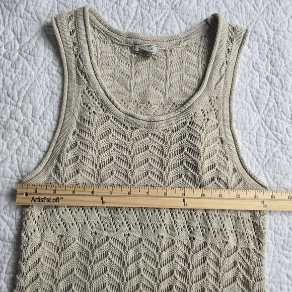 Roots Beige Maxi Dress Crochet Summer Beach Cover Up Size Medium - Picture 11 of 12